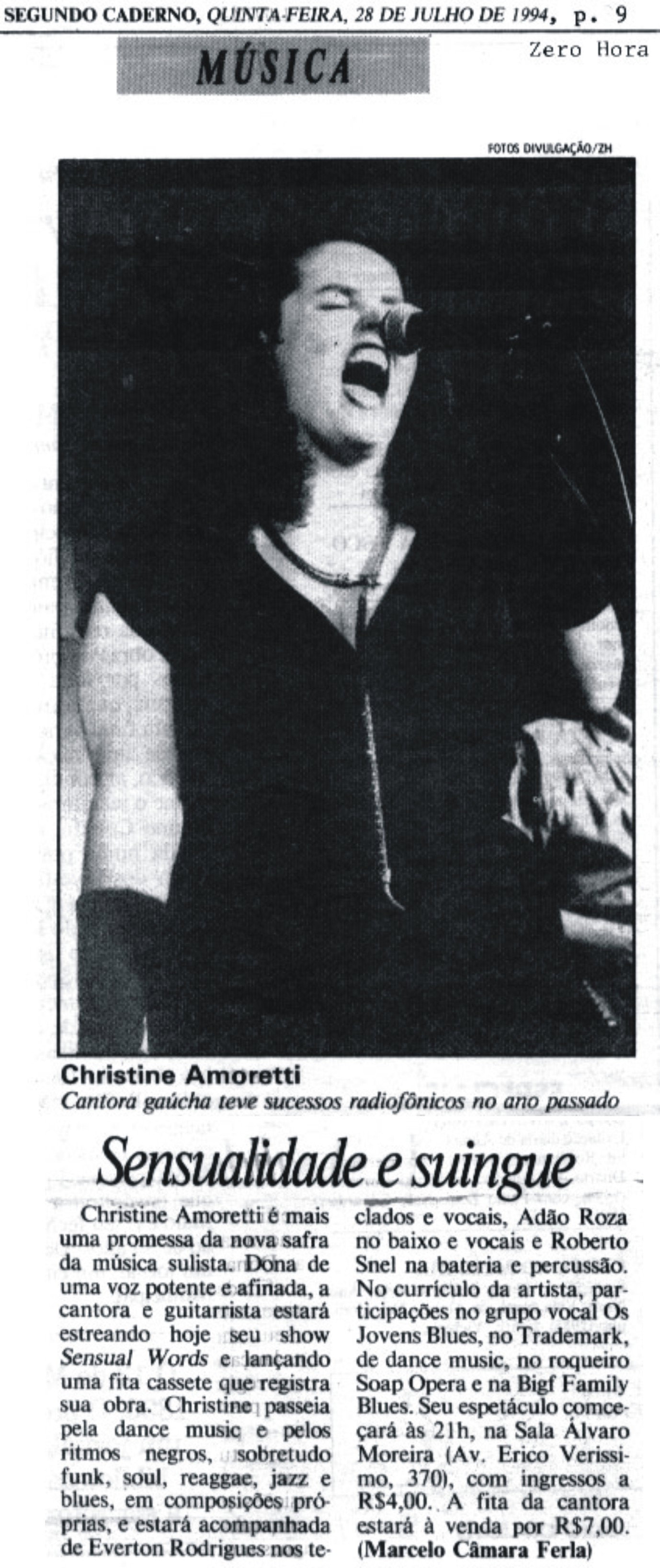 Jornal Zero Hora, Porto Alegre-RS, Segundo Caderno 1994
